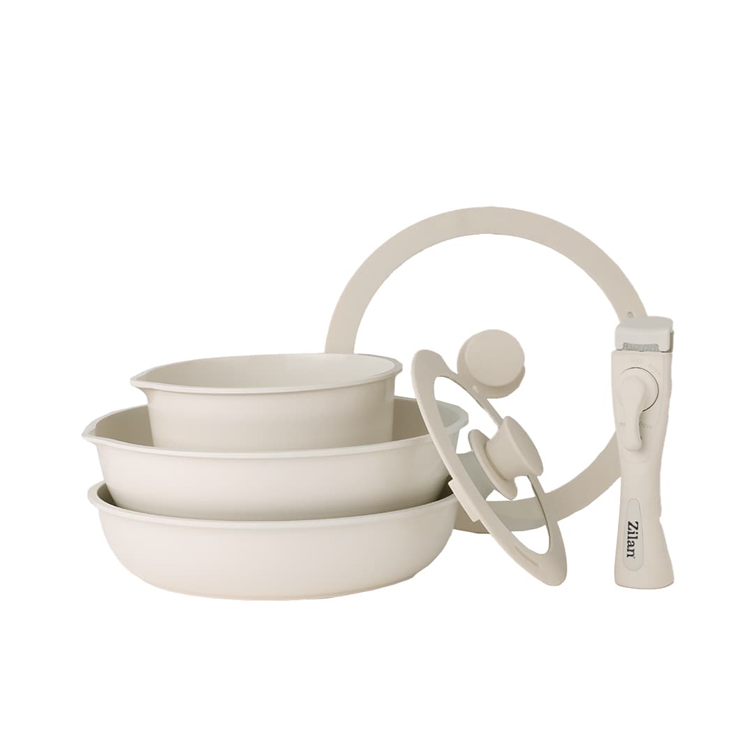ZLN0965 8 Parça Tencere Seti (Beige Chef)